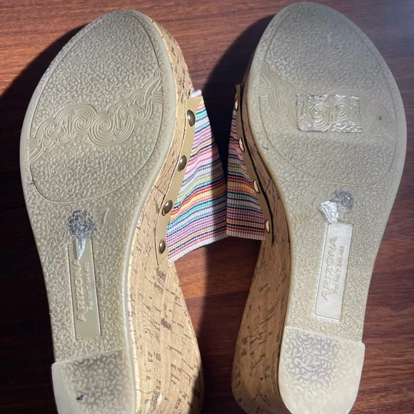 Arizona Jean Co. Multicolor Elastic Striped Cork Wedge Slide Sandals - Women - Picture 12 of 13